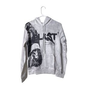"Blast" Graphic Hoodie S White Cotton Unisex Casual Wear